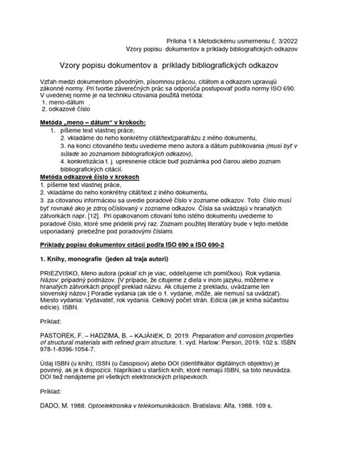 Ukážka rôznych typov bibliografických odkazov