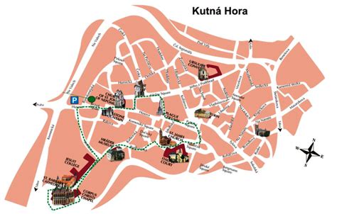 Mapa historického centra Dijonu s Trasou sovičky