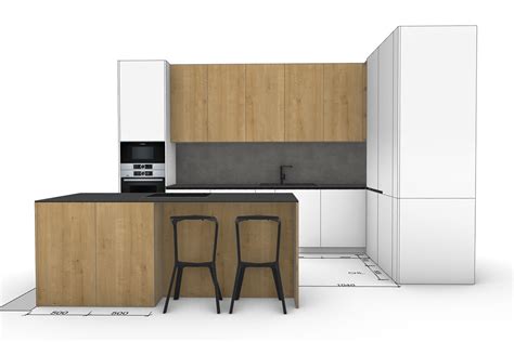 Dizajn kuchynskej linky s bielou vstavanou rúrou