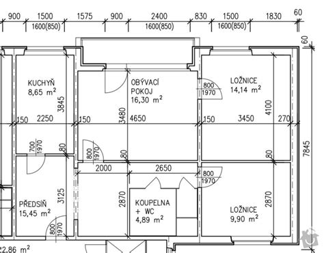 Vizualizácia rozloženia bytového jadra v panelovom dome