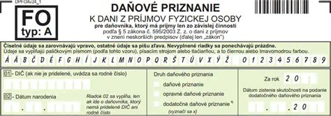 Ilustrácia formulára daňového priznania typ B