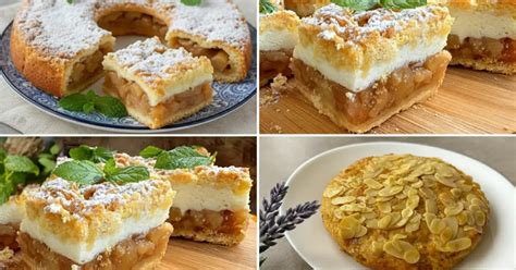 Koláž rôznych diétnych jablkových koláčov