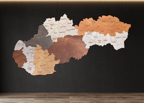 mapa Slovenska s vyznačenými vybranými okresmi