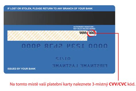 Umiestnenie CVC kódu na platobnej karte