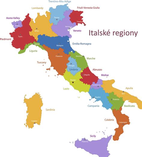 Mapa južného Talianska s vyznačenými oblasťami pestovania rajčín