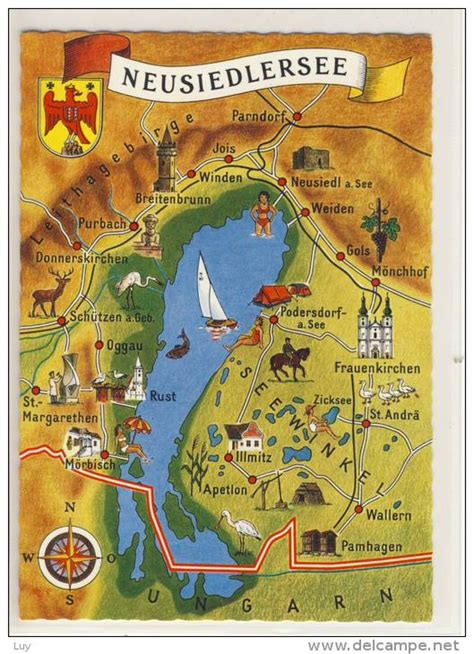 Mapa regiónu Neusiedlersee s vyznačeným Rustom