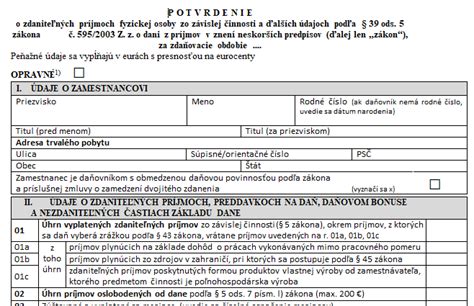 Doklad o príjmoch a preddavkoch na poistné
