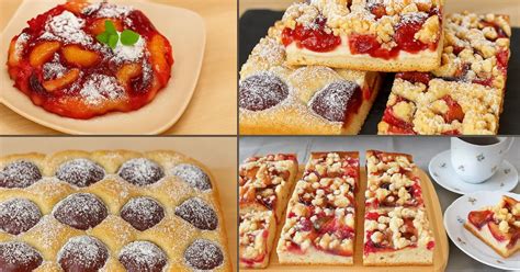 Obrázok rôznych druhov slivkových koláčov