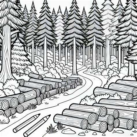 Ilustrácia drevorubača pracujúceho v lese