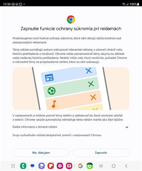 Screenshot nastavení reklám Google
