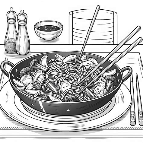 Ilustrácia woku s pripravenou zeleninou