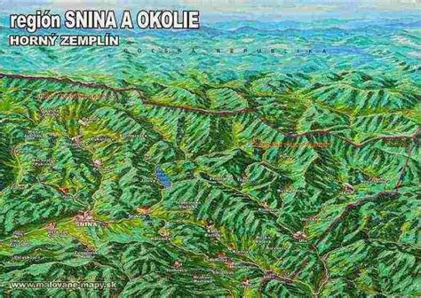 Mapa regiónu Snina s vyznačenými reštauráciami