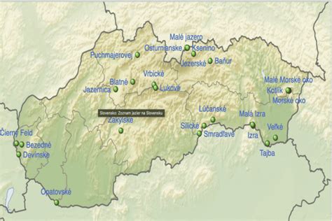 mapa slovenských jazier a vodných nádrží