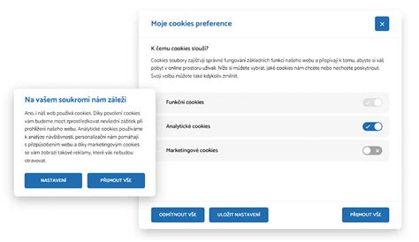 Ukážka nastavenia cookie lišty