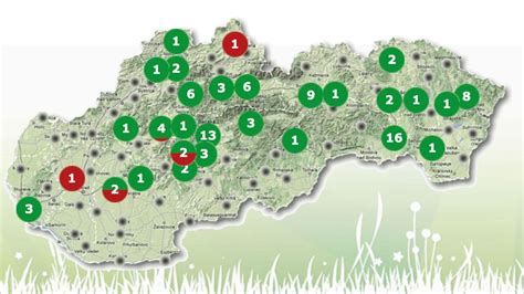 Mapa s vyznačenými oblasťami pre zber húb