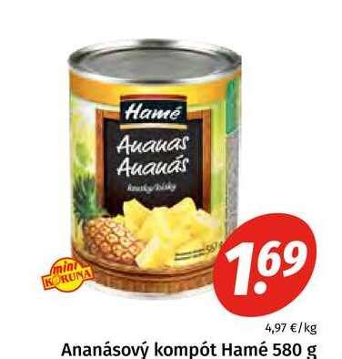 ananásový kompót v plechovke