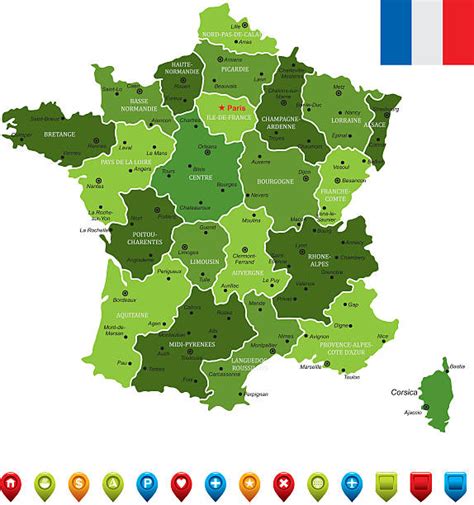 Mapa regiónu Burgundsko s vyznačenými vinicami