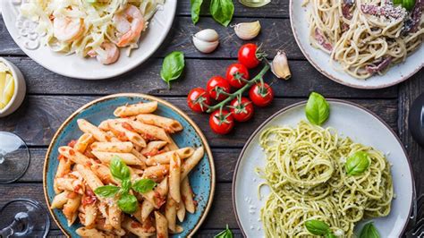 Ilustrácia rôznych cestovinových jedál