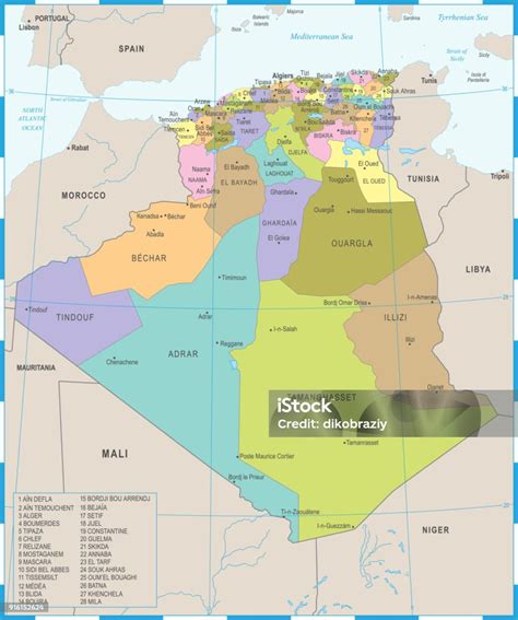 Mapa Alžírska s vyznačenými kávovými regiónmi