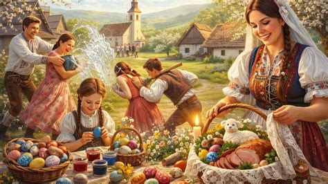 Ilustrácia tradičnej slovenskej Veľkej noci