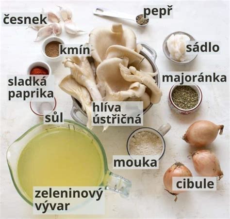 Suroviny na polievku z hlivy