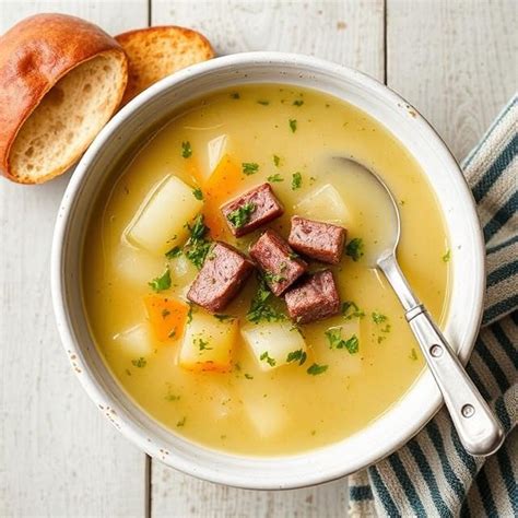 Ingrediencie na krúpovú polievku s údeným mäsom