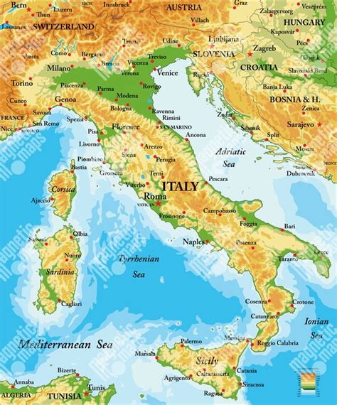 Mapa Talianska s Neapolom