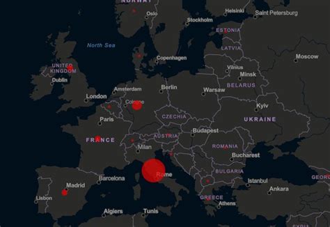Mapa rozšírenia čiernych ríbezlí v Európe