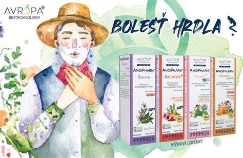 Ilustrácia rôznych byliniek používaných na liečbu bolesti hrdla