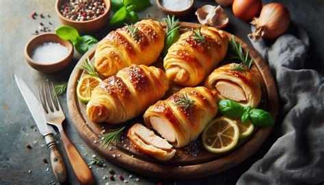 Ilustrácia rôznych druhov plneného kuracieho mäsa v lístkovom ceste.