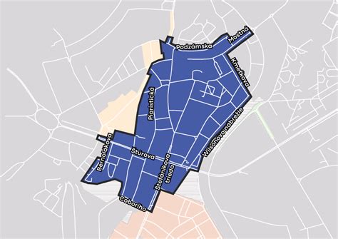 Mapa Štúrova s vyznačenými reštauráciami