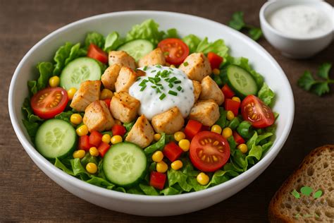 Ilustrácia rôznych jedál s jogurtovým dresingom