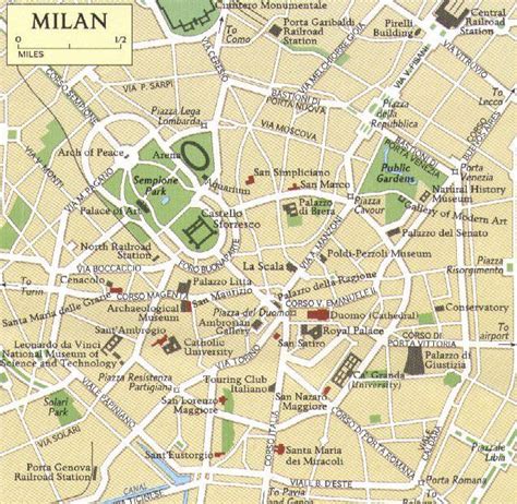 Mapa Milána s vyznačením kostola Santa Maria delle Grazie