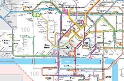 Mapa MHD v okolí sídla Ryba Bratislava