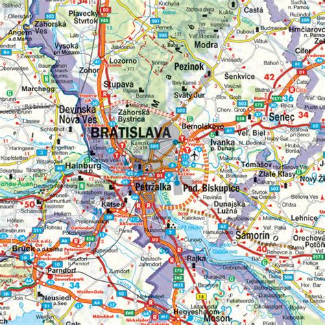 Mapa okolia Štúrova s vyznačenými atrakciami