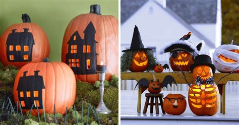 Vyrezávané tekvice na Halloweenskej oslave