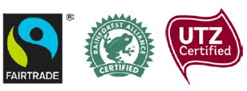 Logo certifikátov UTZ a Fairtrade
