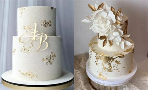 Luxusná zlatá svadobná torta s metalickými detailmi