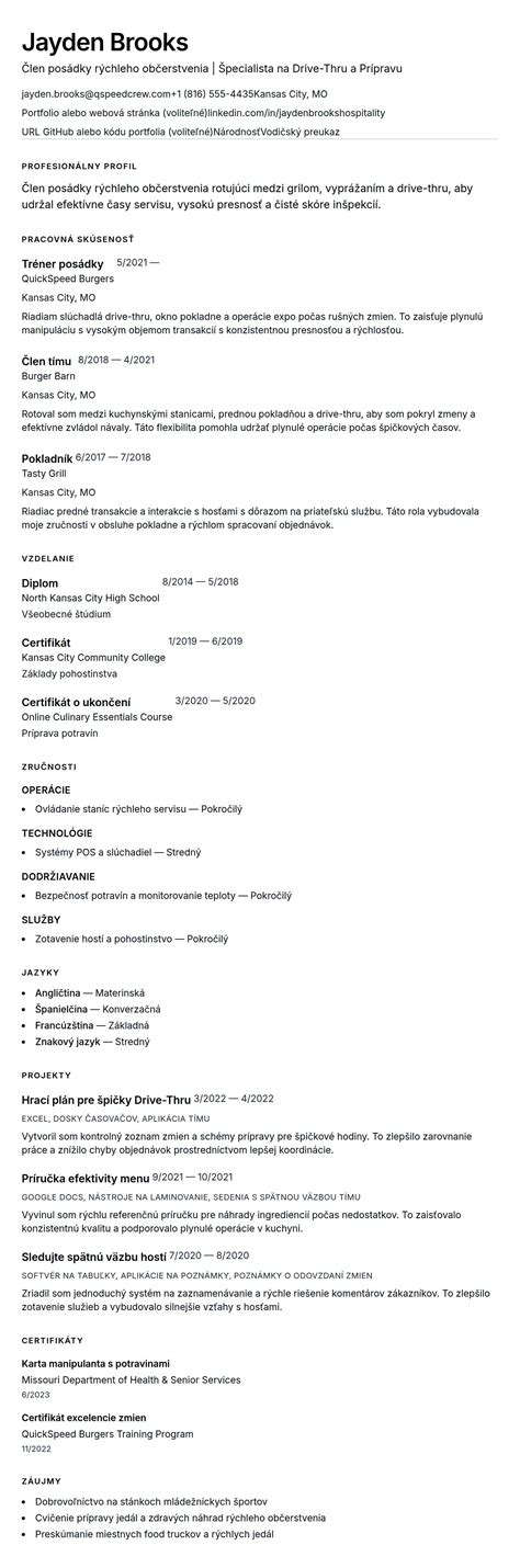 Príklady rýchleho občerstvenia