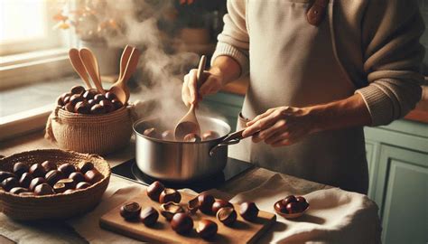 Varené gaštany v hrnci