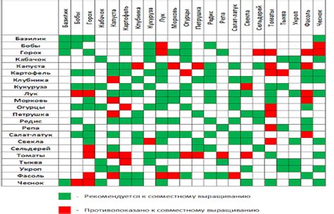 Tabuľka kompatibility zeleniny