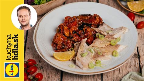 Pečený pstruh dúhový s baklažánom a paradajkami