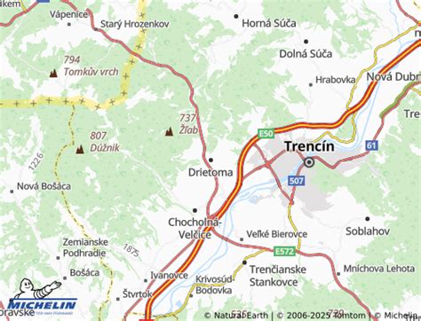 mapa obce Drietoma a okolia