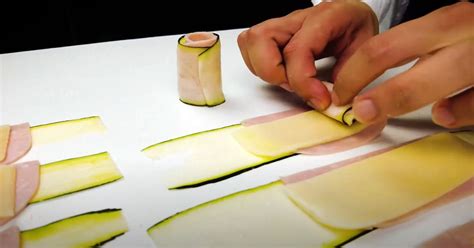 Ilustrácia postupu prípravy cuketových roliek