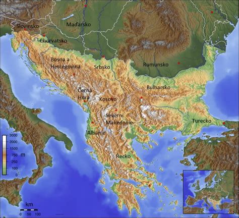 Mapa Balkánu s vyznačenými krajinami, kde je tradičný burek