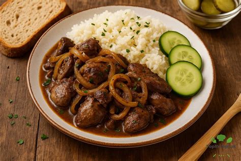 Kuracia pečeň na cibuľke s horčicou