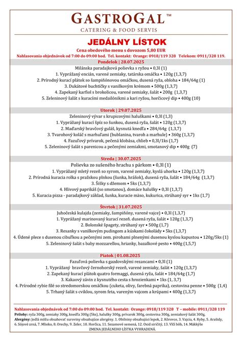 Ilustračné foto obedového menu