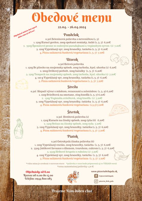Obedové menu pondelok