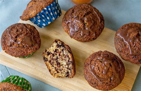 Banánové muffiny s čokoládovou plnkou