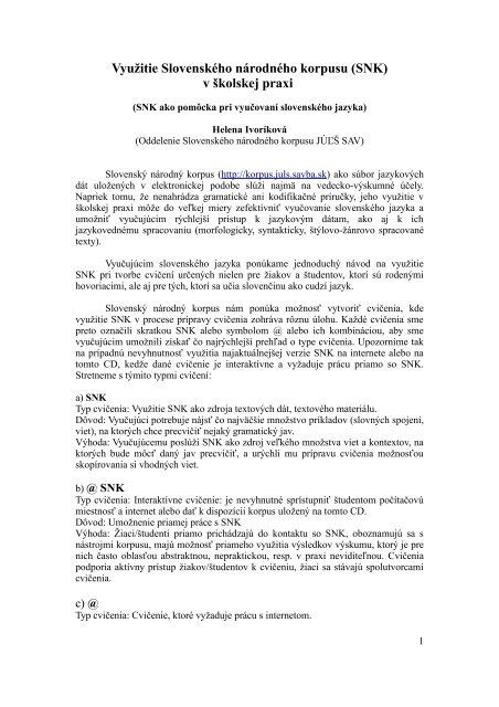 Štruktúra Slovenského národného korpusu